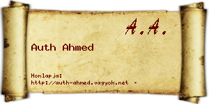 Auth Ahmed névjegykártya